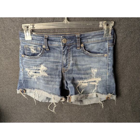 American Eagle Women's Distressed Denim Cutoff Shorts, Size 4, Stretch - Picture 1 of 8